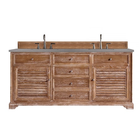 James Martin Vanities Savannah 72in Double Vanity, Driftwood w/ 3 CM Grey Expo Quartz Top 238-104-5711-3GEX